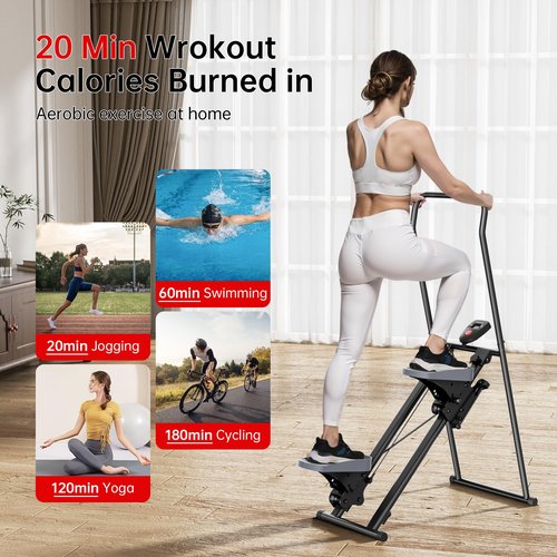 Upgraded Stair Stepper for Home Gym - Full-Body Vertical Climber with Larger Pedals, Adjustable Handlebar, and Compact Folding Design for Cardio Workouts,300LBS Capacity