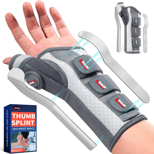 FEATOL Carpal Tunnel Wrist Brace Night Support, Thumb Spica Splint Left Hand for De Quervains Tenosynovitis, Tendonitis, Thumb Brace for Women Men, White Pink, Small/Medium