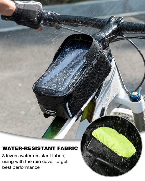 ROCKBROS Bike/Bicycle Phone Front Frame Bag, Waterproof, Tube Bag,Cycling Pouch, Bike Accessories for Men Compatible Phone Under 7”
