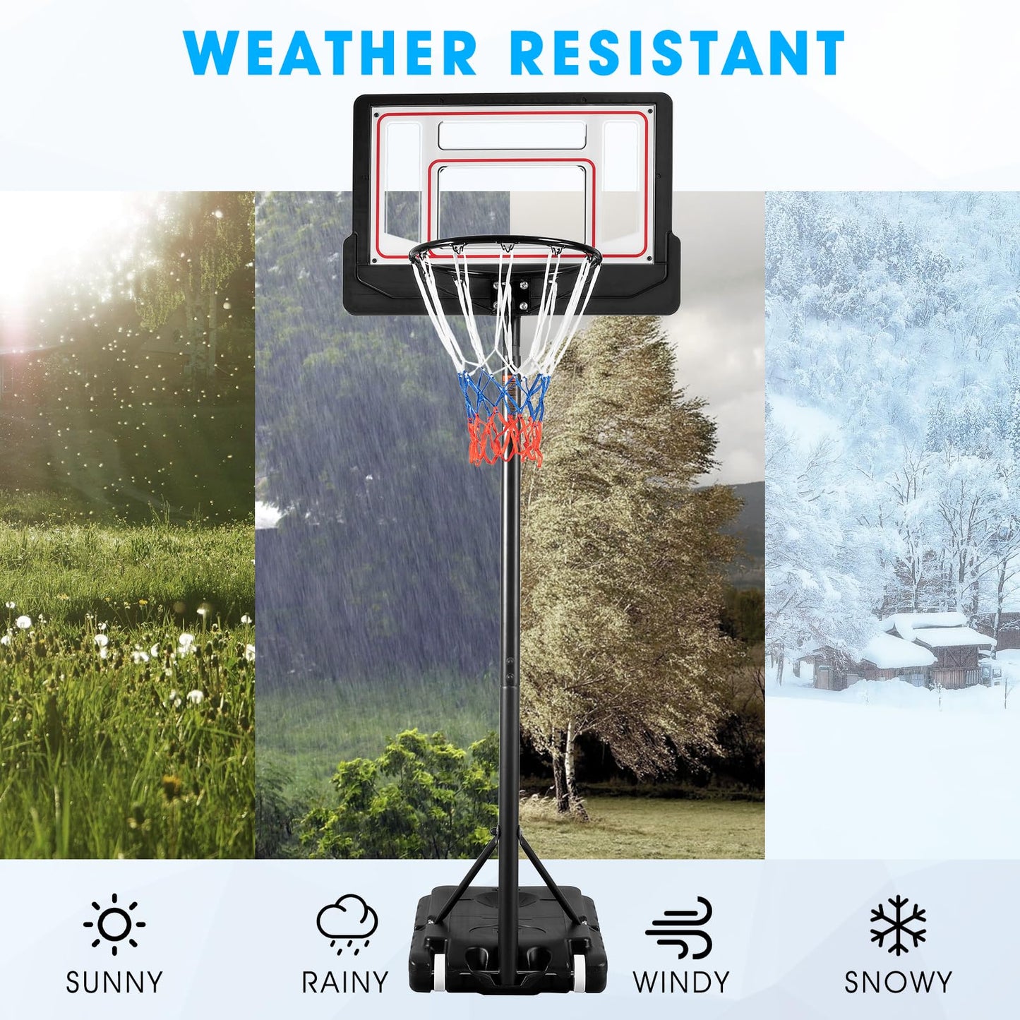 HYPATA Portable Basketball Hoop Outdoor, 4.7-6.9 FT Adjustable Basketball Hoop for Kids and Adults in Outdoor/Indoor,with Sturdy Base and Backboard,Easy Assembly for Home Use