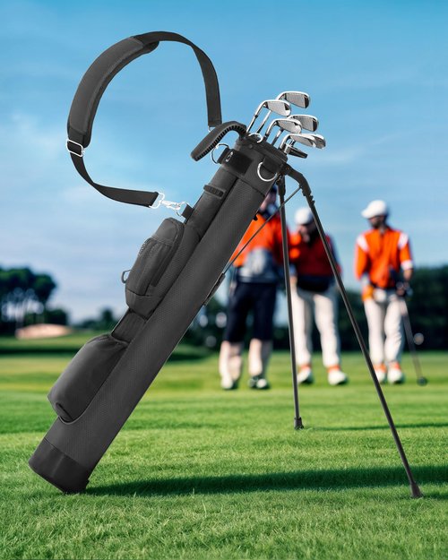 Sturdum Golf Lightweight Stand Bag, Portable Golf Carry Bag with Insulated Cooler Pocket, Easy to Carry and Ideal for Driving Range, Pitch n Putt, Par 3, Executive Courses, Black