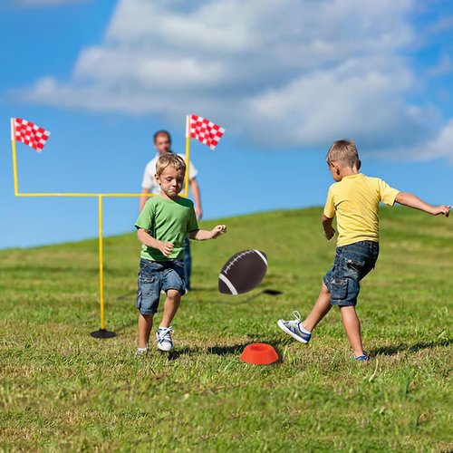 Portable Football Field Goal Post Set with Football-Backyard Kicking Field Goals for Kids Youth and Adults - 6 ft x 4 ft(2 ft-6 ft in Height)