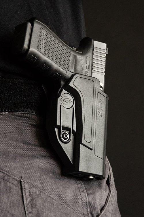 Orpaz C-Series G17 Holster Left Handed Compatible with Glock 17 Holster, Level I/Level II OWB Holsters (Level II Retention, Paddle)