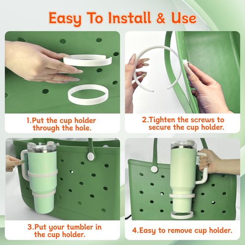 Bogg Bag Cup Holder for Stanley 30oz 40oz, Drink Holder Compatible Bogg/Simple Modern Beach Tote Bags, Adjustable Water Bottle Holder Attachment, Bogg Bag Accessories