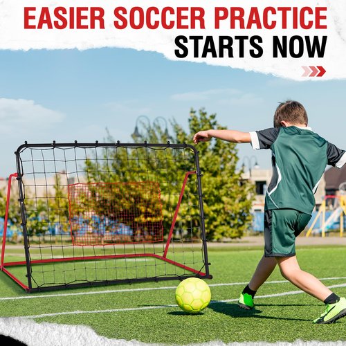 ZEALFEEL Soccer Rebounder Net, 10 Adjustable Angles 6x4FT Soccer Kickback Trainer for Passing, Ball Control & Volley Practice, Easy Setup Portable Football Training Net for Solo & Team Use