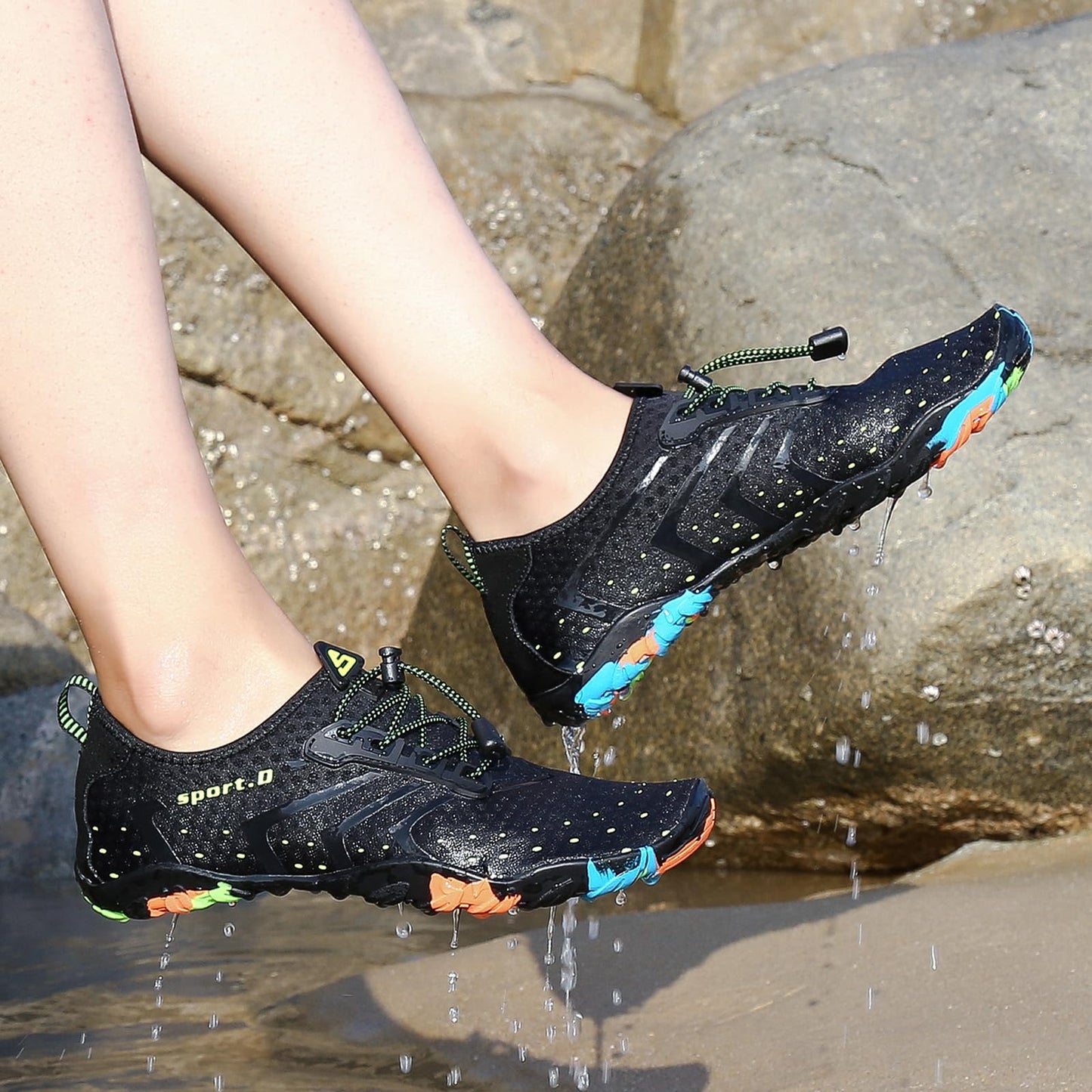 Mishansha Water Shoes for Women Men, Quick-Dry Barefoot Swim Shoes with Drainage Holes, Lightweight Aqua Shoe for Beach Pool River Boating Yoga Walking