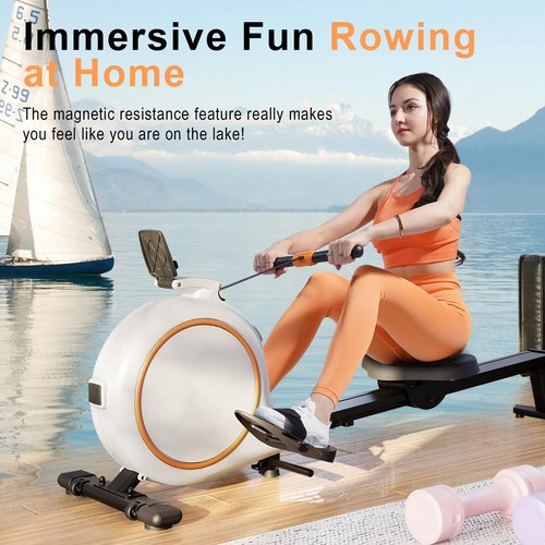Rowing Machines for Home Exercise, 300 LBS Weight Capacity Row Machine, 36 Level Quiet & Smooth Rower Machine with LED Monitor, App Supported, Tablet Holder and Comfortable Seat Cushion