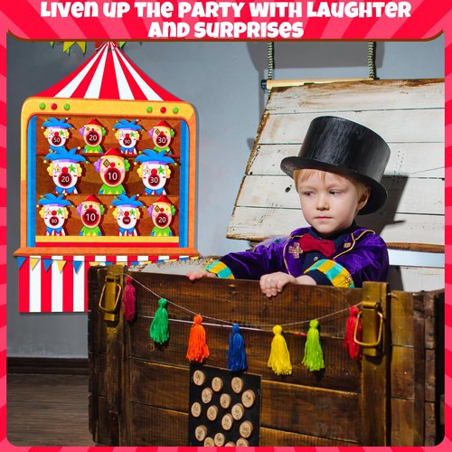 TEASIK Carnival Birthday Party Decorations - Dart Board with 10 Sticky Balls,Felt Cloth Circus Theme Party Decorations, 19.1x13.4 Inches Fun Outdoor & Indoor Family Game for Birthday