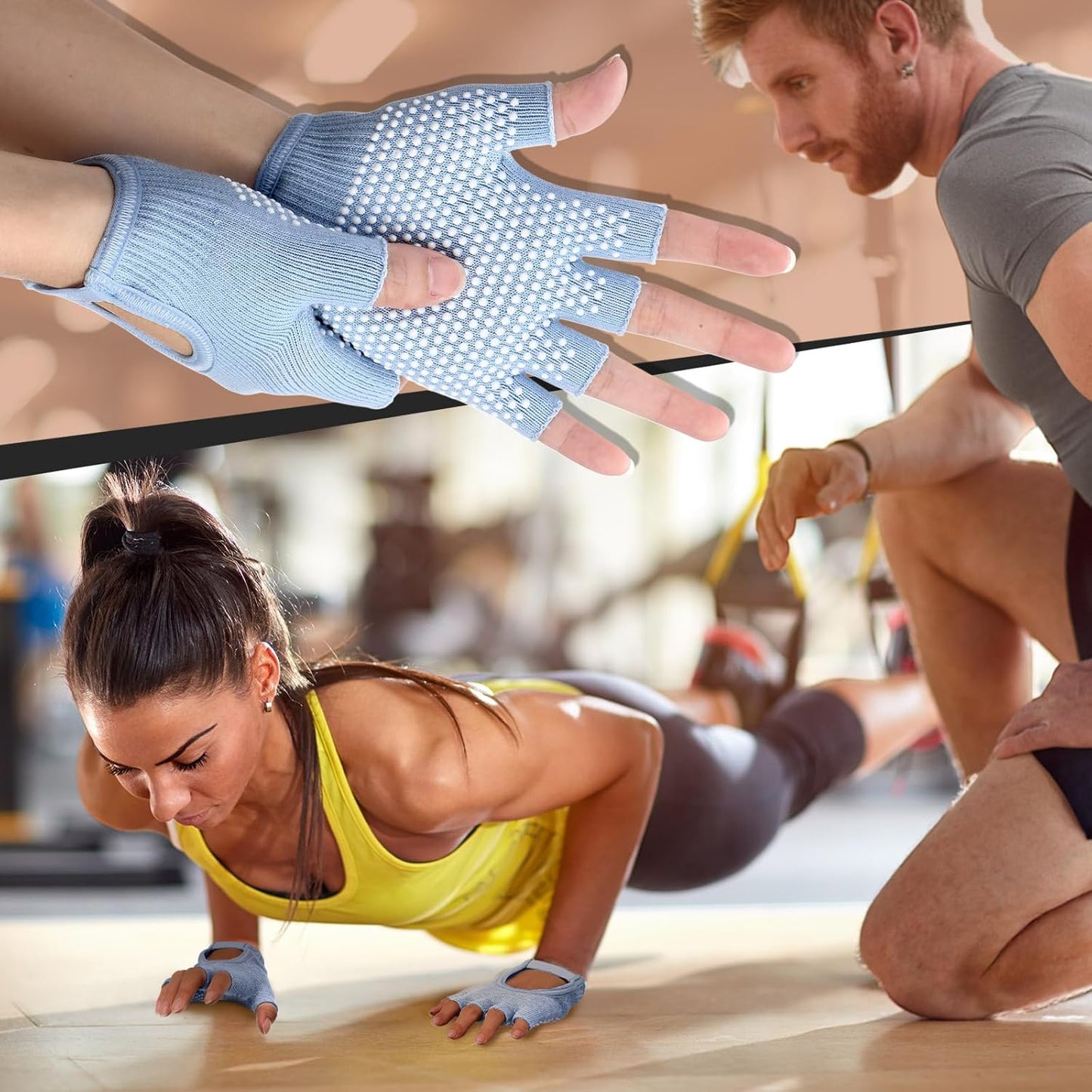 3 Pairs Silicone Yoga Gloves for Women Non Slip Fingerless Pilates Gloves for Gym Exercise Workout Weight Training Mitten One Size Fits Most Women Men