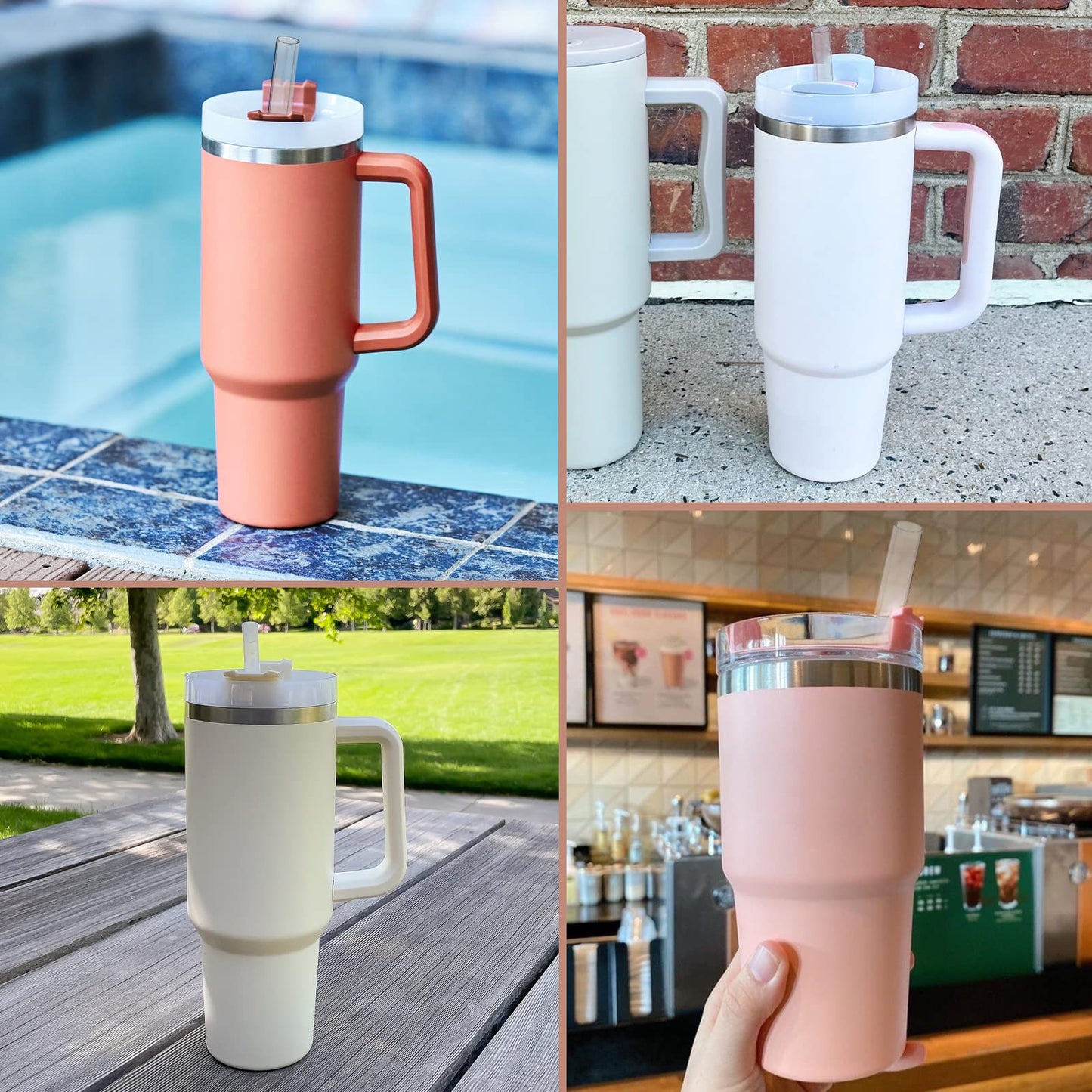 Replacement Straws for Stanley 40 oz and 30 oz Tumblers,6 Pack Reusable Straws with Cleaning Brush,12 Inch Long,Plastic,Clear, Stanley Cup Accessories