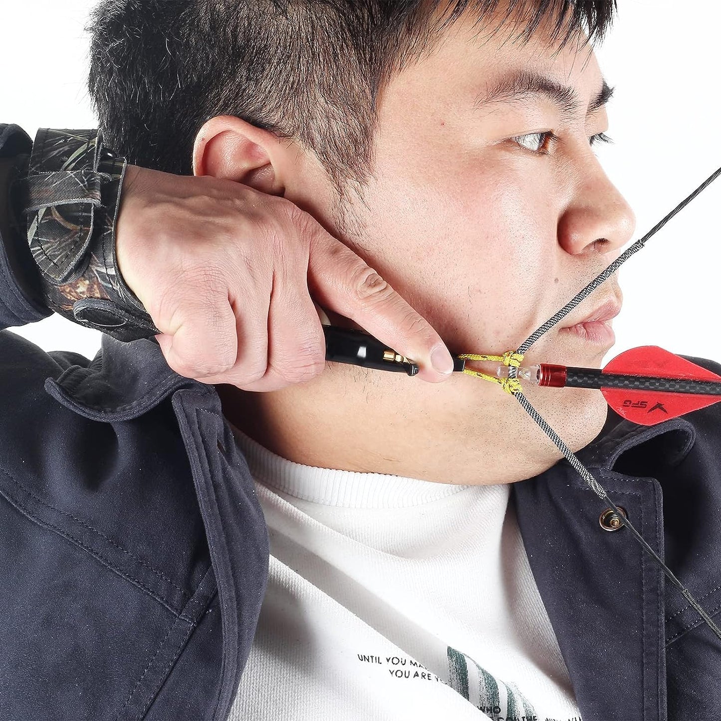 SPG Bow Release for Compound Bow, Comfortable Wrist Strap Archery Release Trigger for Arrow Release, Adjustable Compound Bow Release Aids 360° Rotate Caliper with Foldback Design (Camo)