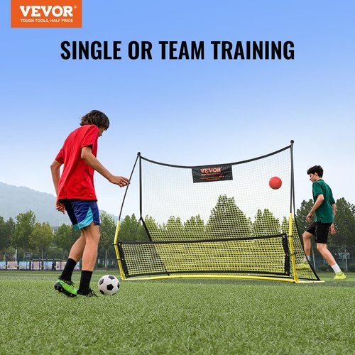 VEVOR Soccer Trainer, 2-in-1 Portable Soccer Rebounder Net, 71"x40" Iron Soccer Practice Equipment, Sports Football Rebounder Wall with Portable Bag, Perfect for Team Solo Training, Passing, Volley