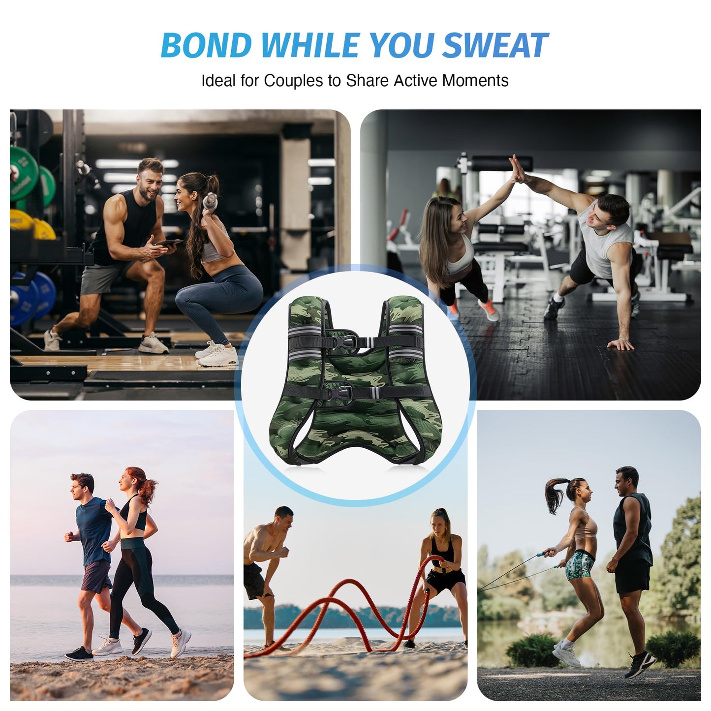 ZELUS Weighted Vest, 6lb/8lb/12lb/16lb/20lb/25lb/30lb Weight Vest for Men Women with Storage Pocket & Reflective Strips for Workout Strength Training Running Muscle Building, Forest Green Camo (20 lb)