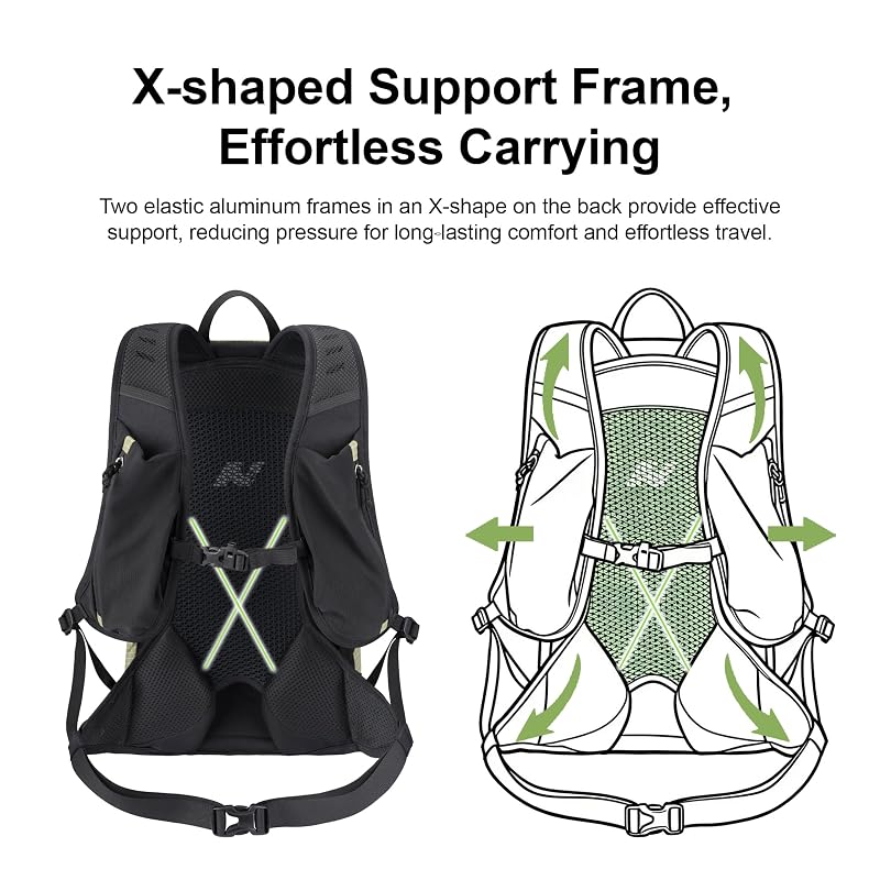 N Nevo Rhino 17L Hiking Backpack with Rain Cover - Green