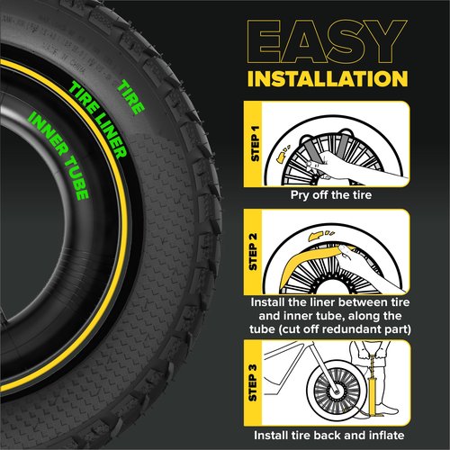 Ultraverse Fat Tire Liners Tube Protection Against Flats, 20, 24 and 26 inch x 4.0 tire Size, Durable Extruded Plastic Shield for Puncture Free Bike Rides – 2 Pack
