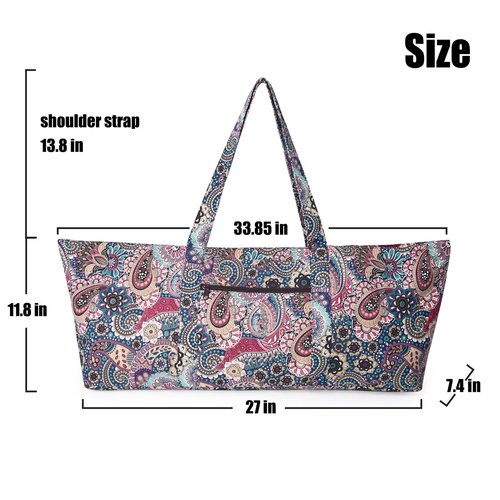 Qlckyed IwIeIaIrI Flower Pattern Zipper Yoga Mat Bag Duffle Bag Large Multipurpose Exercise Yoga Mat Bag and Yoga Mat Tote Bag Strap Zipper Pockets