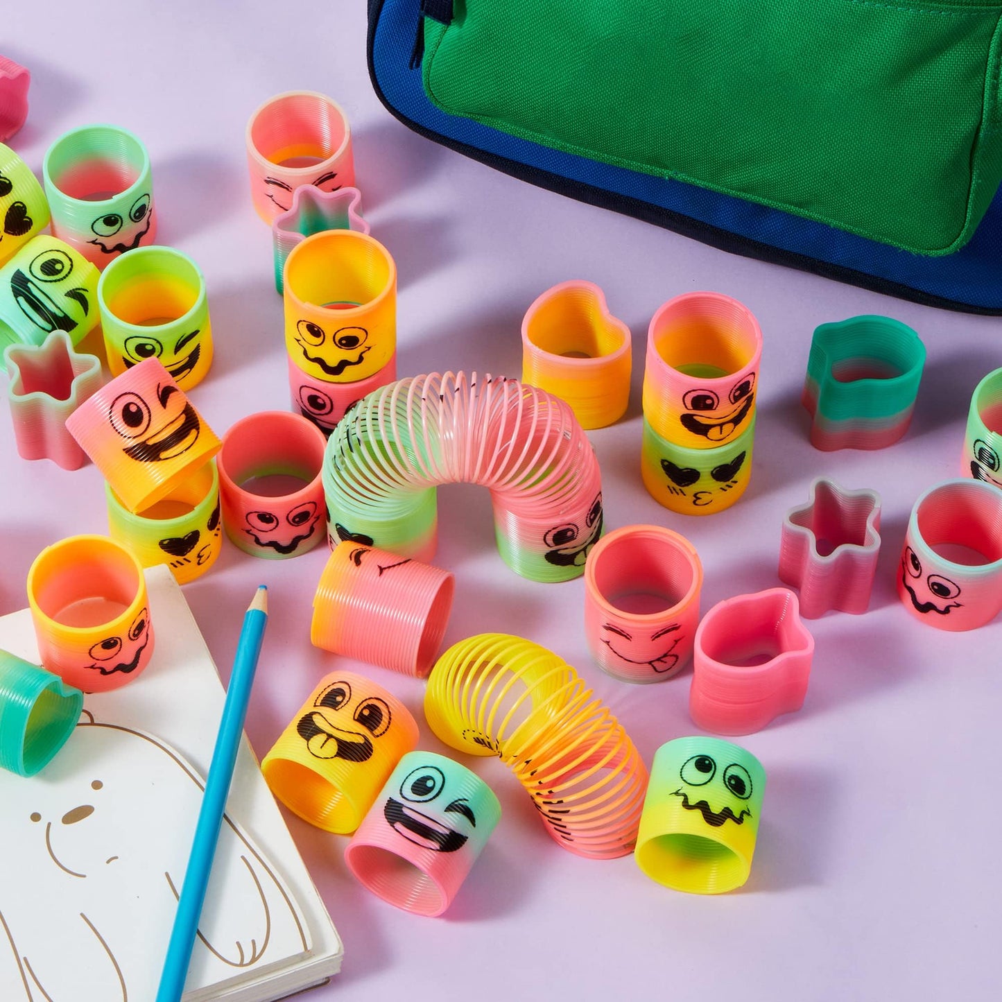 JOYIN 30 Pcs Spring Rainbow Party Favor, Mini Plastic Coil Spring Toy, Fidget Stress Coil Mini Springs Bulk Toys for Carnival Prize Birthday, Classroom Goodie Bag Stuffers