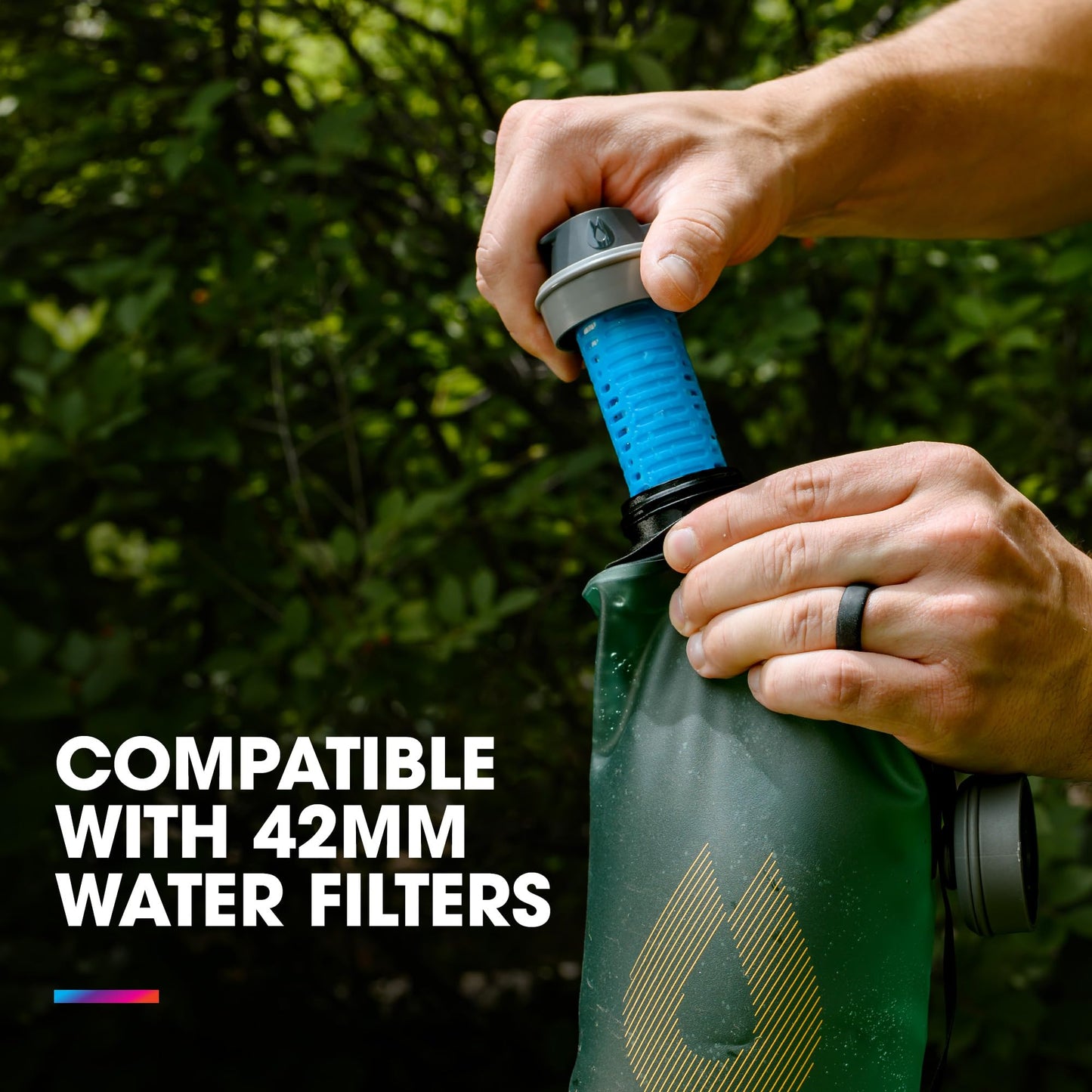 HydraPak Seeker - Collapsible Camping Water Storage (2L) - BPA & PVC Free, Hydration Reservoir Bag, Leak Proof - Sutro Green
