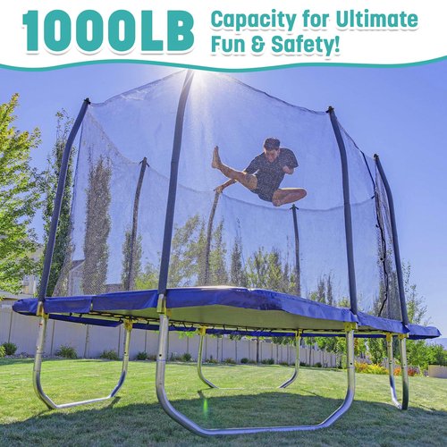 Skywalker Trampolines 9x15 FT Rectangle Trampoline with Safety Net, ASTM-Approved Outdoor Backyard Fun for Kids & Teens