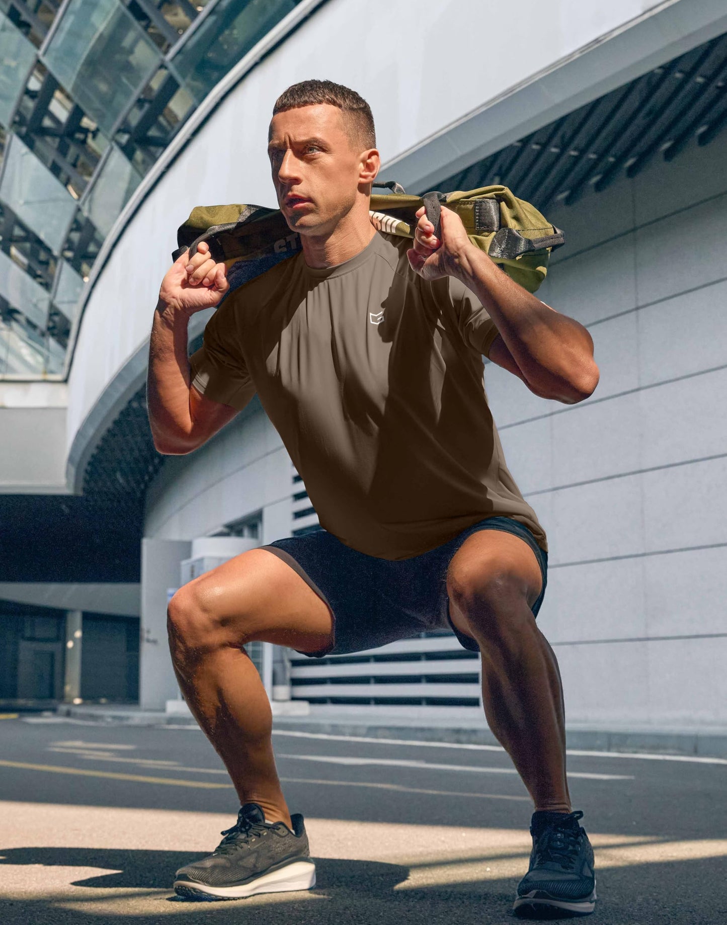 G Gradual Men's Athletic Workout T-Shirts Moisture Wicking Cooling Running Shirts Short Sleeve Performance Tee for Gym Tennis(Taupe,XXL)