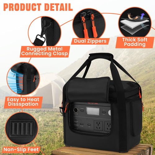 Carrying Case with Wheels Compatible with Jackery Explorer 1000 V2, Portable Power Station Travel Bag Padded for Explorer 1000 V2 with Detachable Trolley, Multi-pocket & Adjustable Shoulder Strap