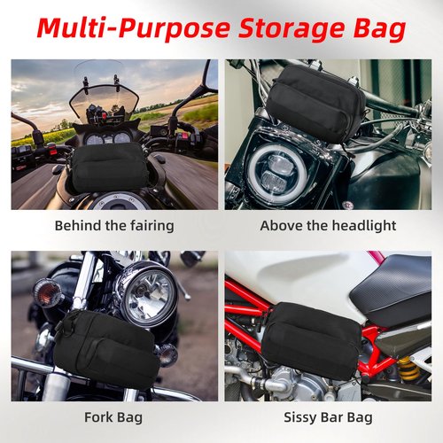 OFIG Universal Motorcycle Handlebar Bag, Motorcycle Storage Bag Fork Bag Sissy Bar Bag, Bike Handlebar Bag Fit for Motorbike Dirt Bike Bicycle Snowmobile Quad ATV