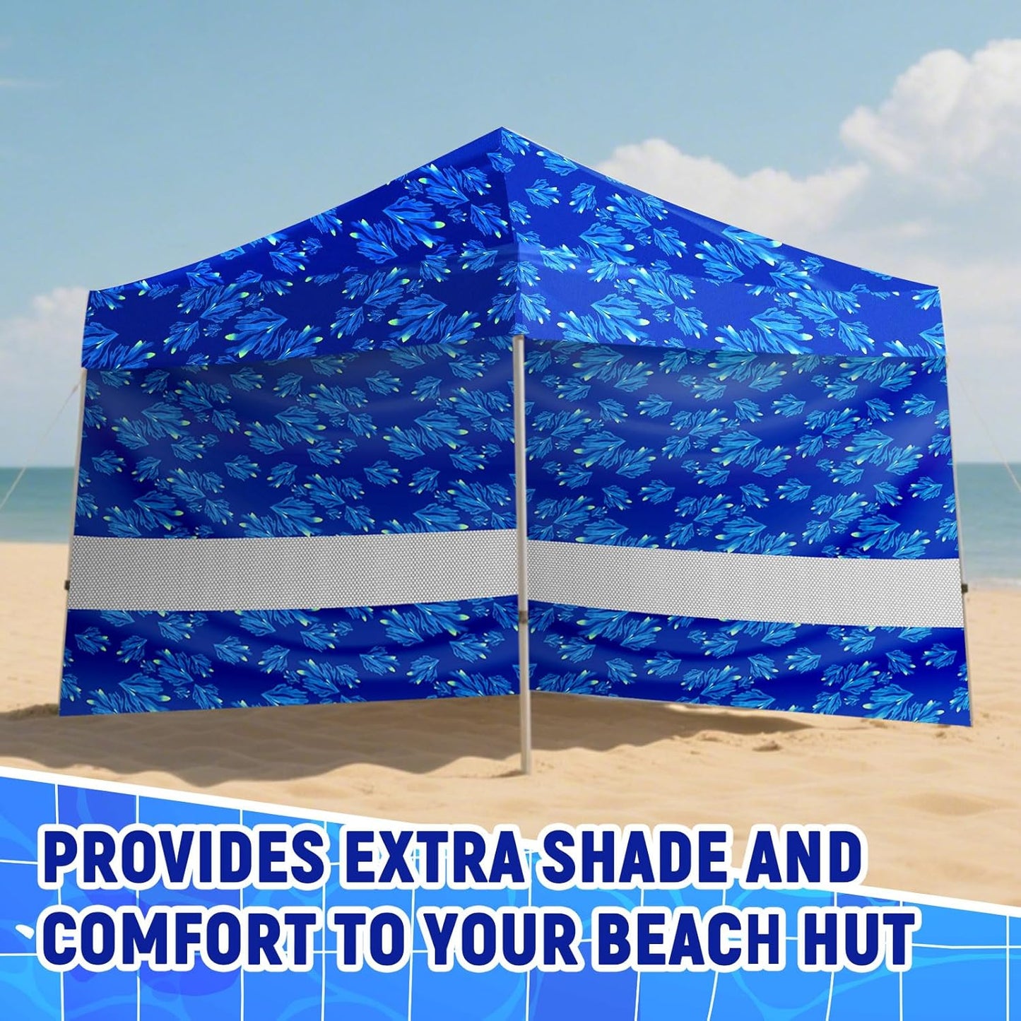 2 Pcs 6x6 Inch Beach Cabana Sidewall with Sand Pockets, Waterproof Portable Beach Shelter, Easy to Set up Canopy, Shade with UPF 50+ UV Protection for Kids Family Friends(Sailor Stripes)
