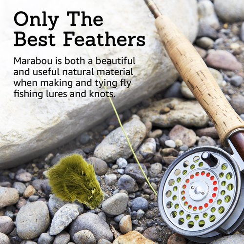 Creative Angler Strung Marabou Bird Feathers for Tying Fly Fishing Flies - Fly Tying Accessories - Perfect Choice for Tail & Wings and Easy to Tie On The Lure - Approximately 0.3 Ounces (Black)