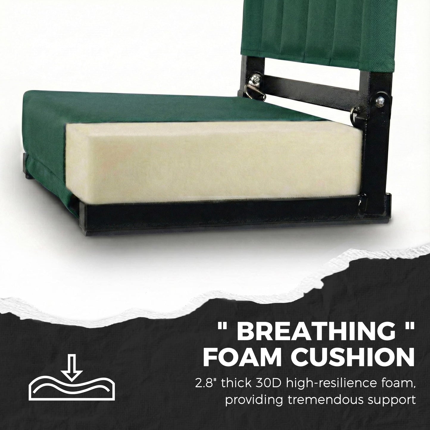 SPORT BEATS Stadium Seats with Back Support Bleacher Chairs with Back and Cushion Thick Padded Bleacher Seats Includes Shoulder Strap Huntergreen 1pc Standard