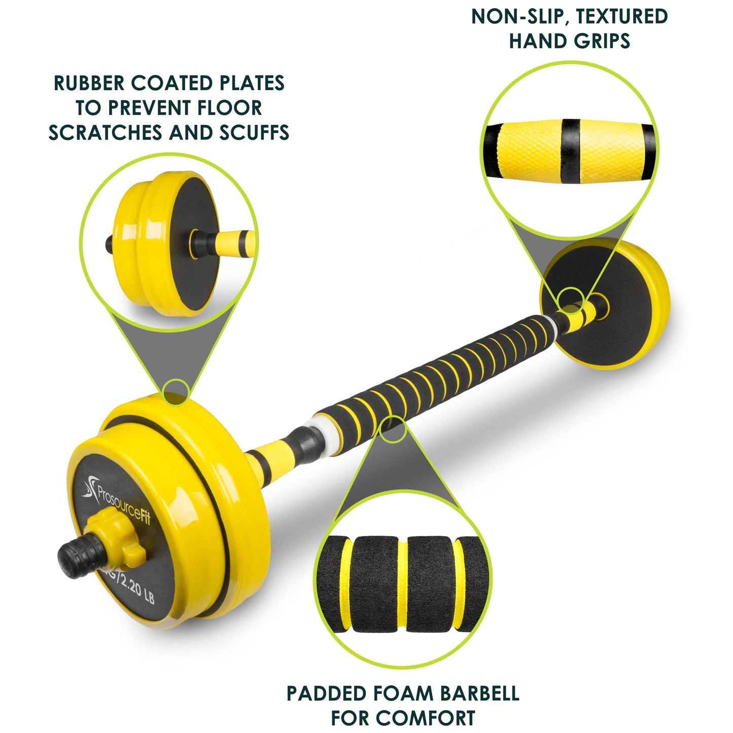 ProsourceFit Adjustable Dumbbell & Barbell Weight Set, 2-in-1 Free Weights Available 33Lbs, Home Gym Equipment