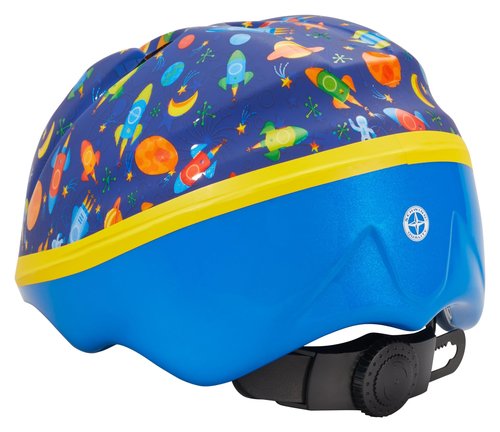 Schwinn Classic Infant Bike Helmet for Boys Girls Age 0-3 Years Old, Suggested Fit 44-50 cm, Dial Fit, Full Range Padding, Lower Molded Shell, Integrated Visor, Blue Space Design