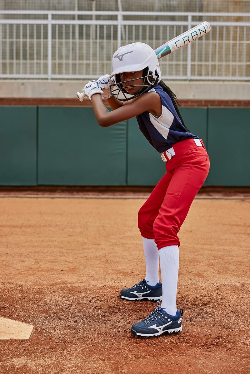 Mizuno Girls' Belted Fastpitch Softball Pant - Red, Large