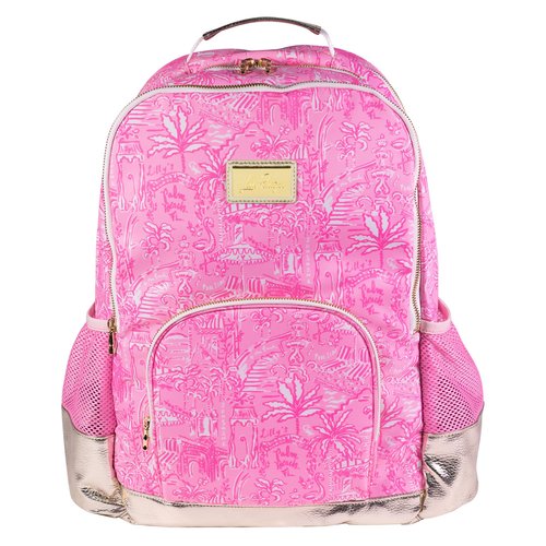 Lilly Pulitzer Large Backpack with Pockets, Adjustable Straps and Top Handle, Large Bookbag for Work and Travel (Palm Beach Playground)