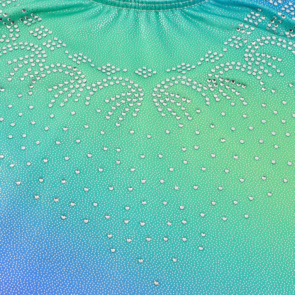 Belovance Leotards for Girls Gymnastics 6 7 Kid Child Dance Outfit Gradient Rhinestone Green Purple Biketard (Gradient Blue Purple, 6-7 Years)