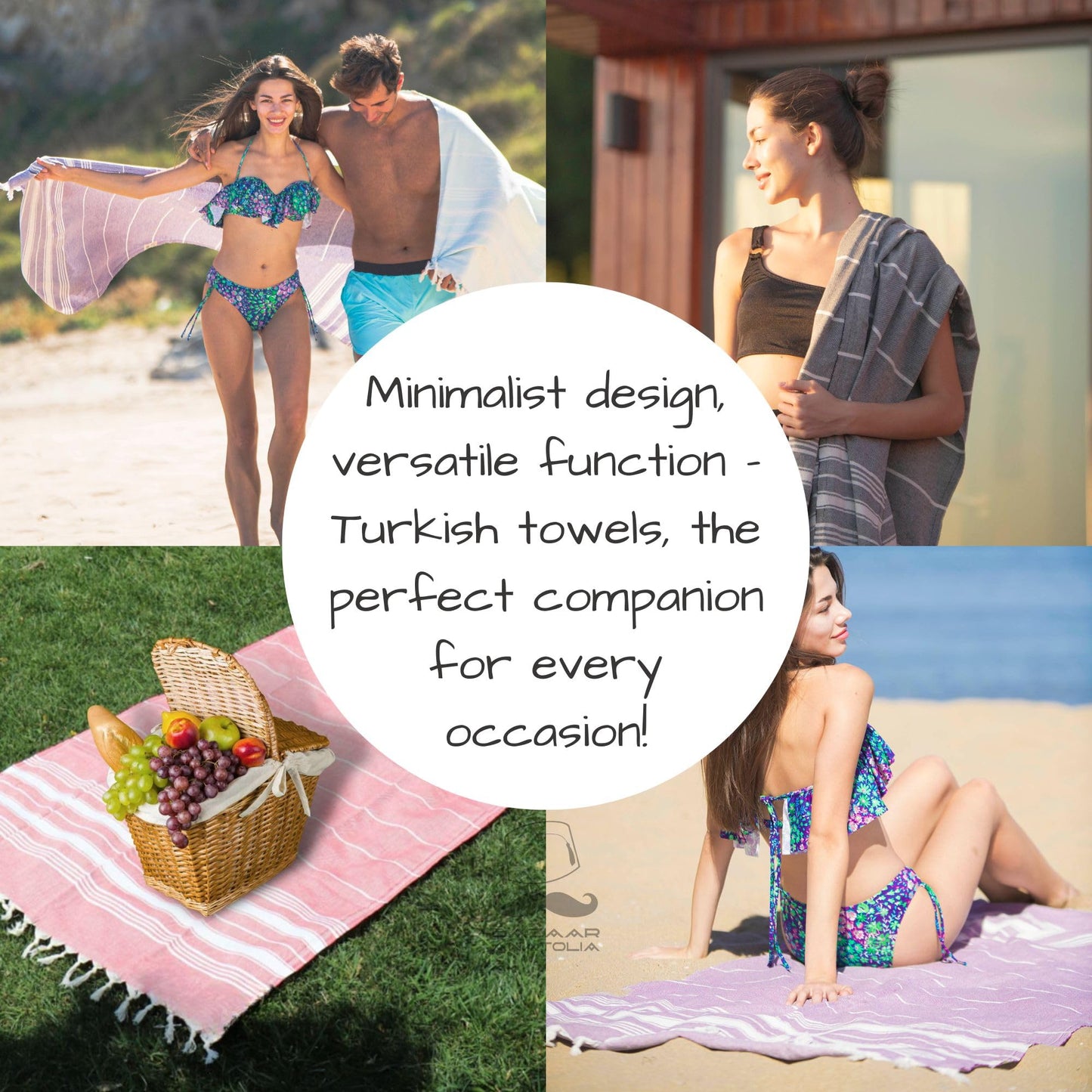 Bazaar Anatolia Turkish Beach Towel – 100% Cotton, Quick Dry, Sand Free Towel for Bathroom, Camping, Travel, Hot Pink – Oversized 71x39 Inches – Stripe Green