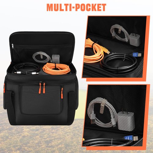 Carrying Case with Wheels Compatible with Jackery Explorer 1000 V2, Portable Power Station Travel Bag Padded for Explorer 1000 V2 with Detachable Trolley, Multi-pocket & Adjustable Shoulder Strap