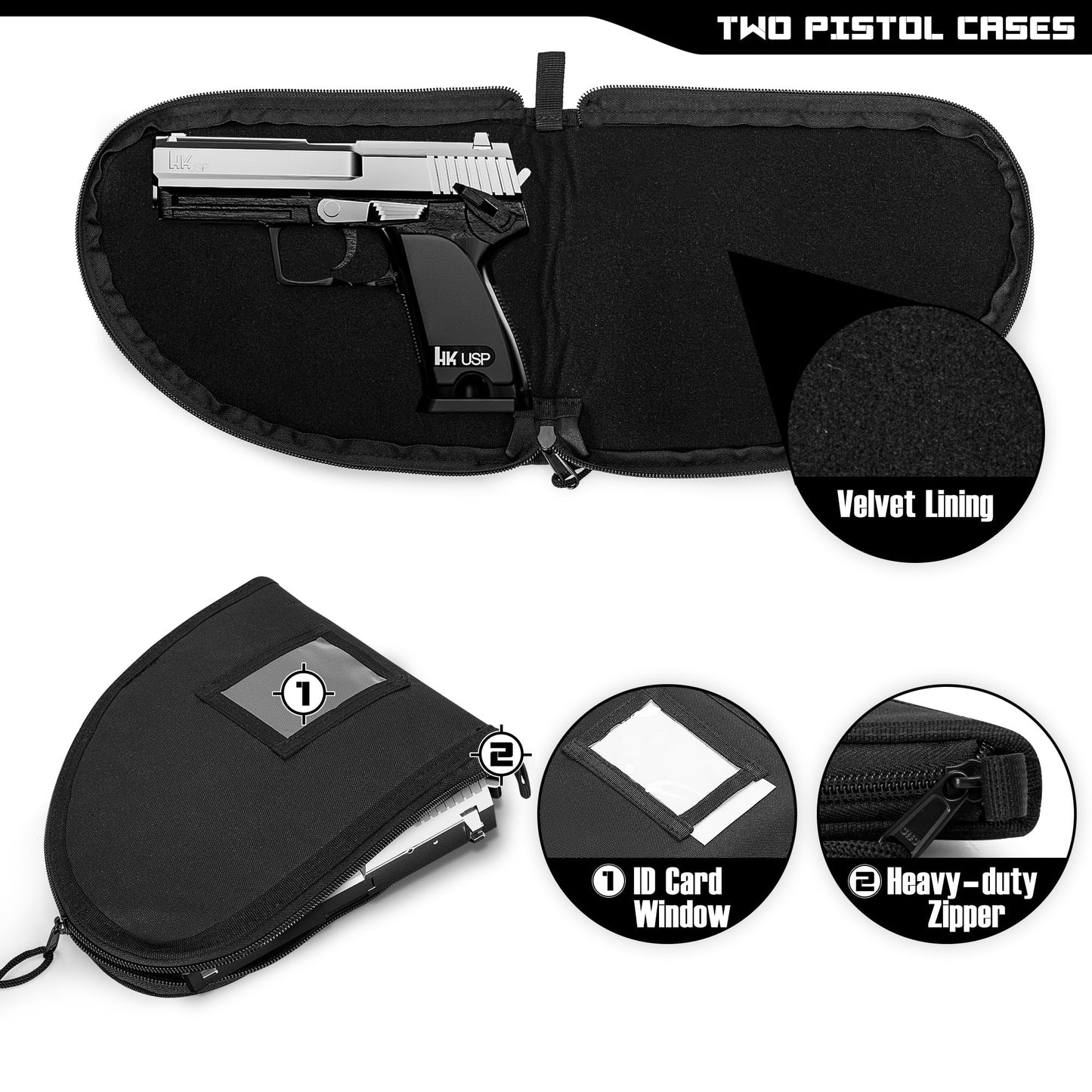DSLEAF Gun Range Bag with 2 Pistol Cases, Pistol Range Bag for Handguns