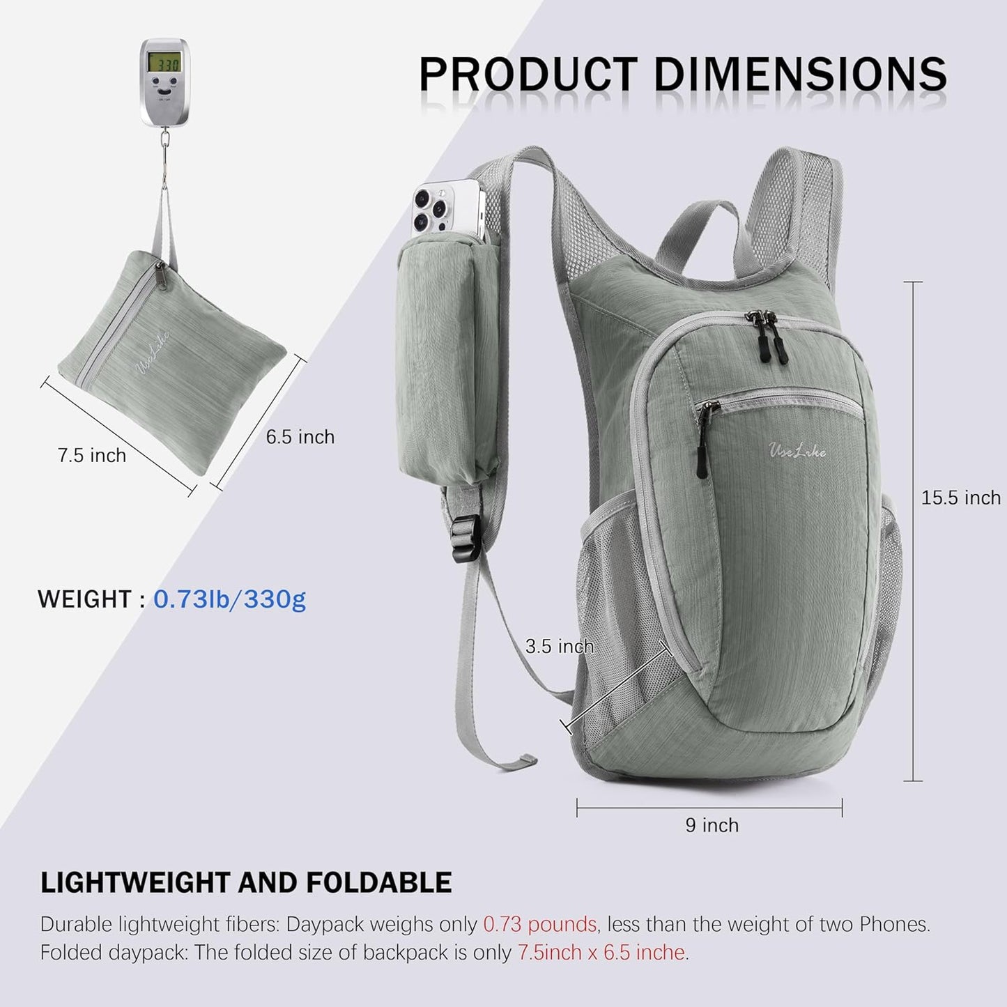 10L Small Hiking Backpack Travel Daypack Lightweight Packable Back Pack for Women Men(Black)