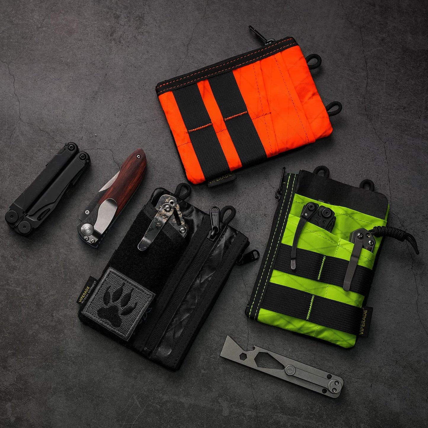 VIPERADE VE18 EDC Pouch, Pocket Organize for Men, EDC Pocket Organizer, 3 Slots with 2 Zipper Pockets, Multitool Pouch