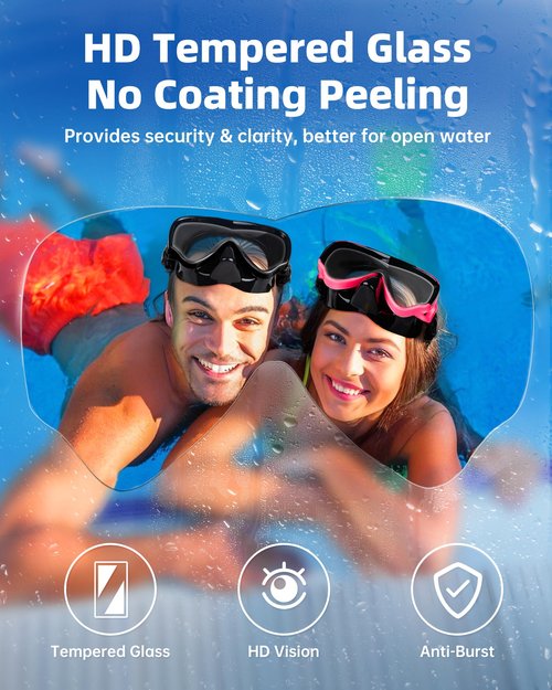 VegoVia Adult Swim Goggles with Nose Cover for Women Men, HD Clear Wide View Pool Water Nose Waterproof Shower Goggles Swimming Adult Diving Scuba Youth Mask Pool Underwater Beach Ocean Open Water