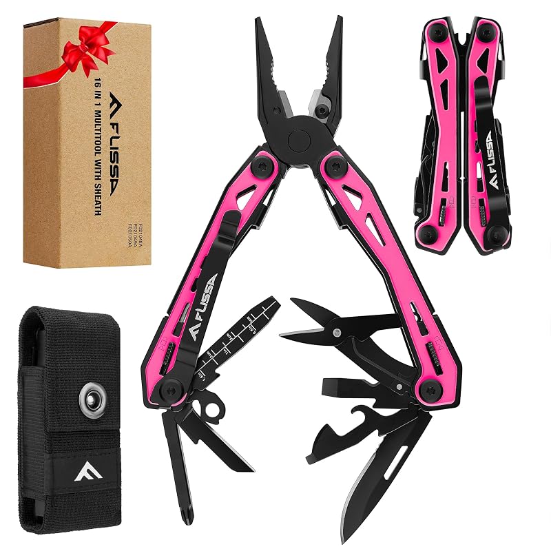 FLISSA 16-in-1 Multi-Tool Pliers EDC Multipurpose Tool Pink - Variation of THIS listing