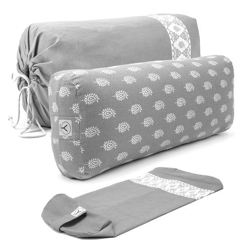 GAYO Yoga Bolster for Restorative Yoga- Made with 100% Cotton, Yoga Pillow Set Includes Extra Washable Cover and Carry Bag, 25 X 10.5 X 6.5 in