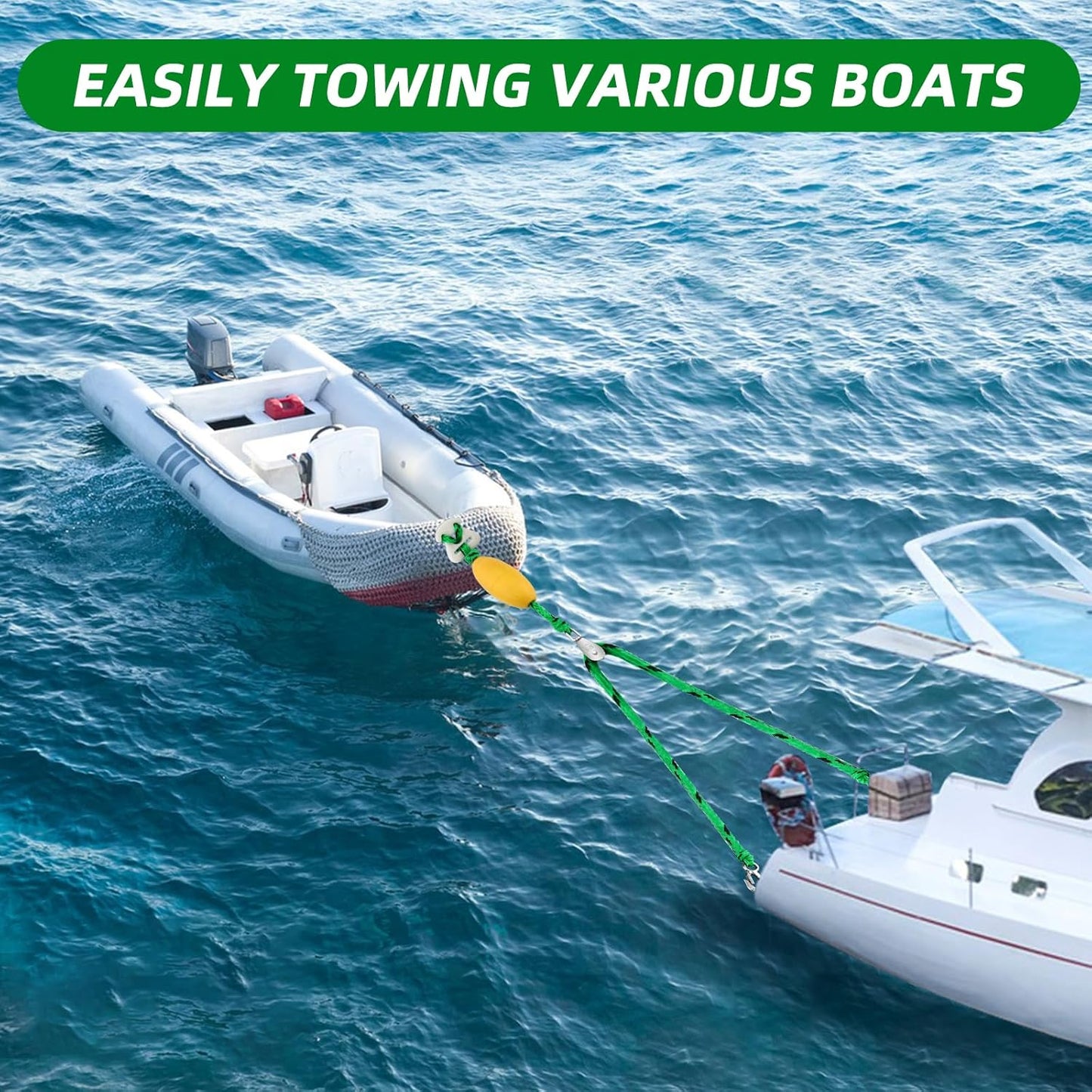 16FT Tow Rope for Tubing Tow Harness with Pulley Water Sport Lines Water Sports Tow Rope Heavy Duty Boat Tow Harness with 2 Stainless Steel Hook