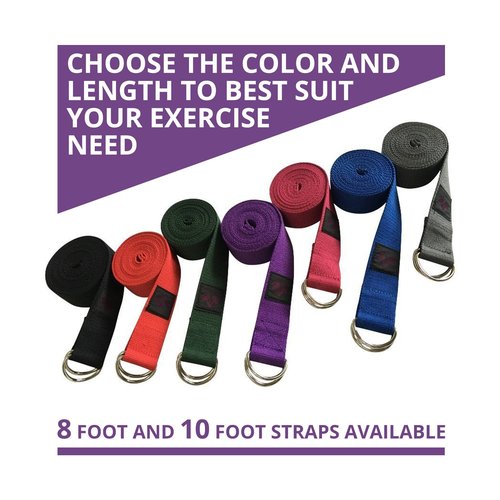 Clever Yoga - 8 ft Yoga Strap for Exercise & Physical Therapy, Leg Stretching Strap Yoga Accessories & Stretching Equipment, Leg Stretcher for Women & Men, Home Workout Essentials - Purple