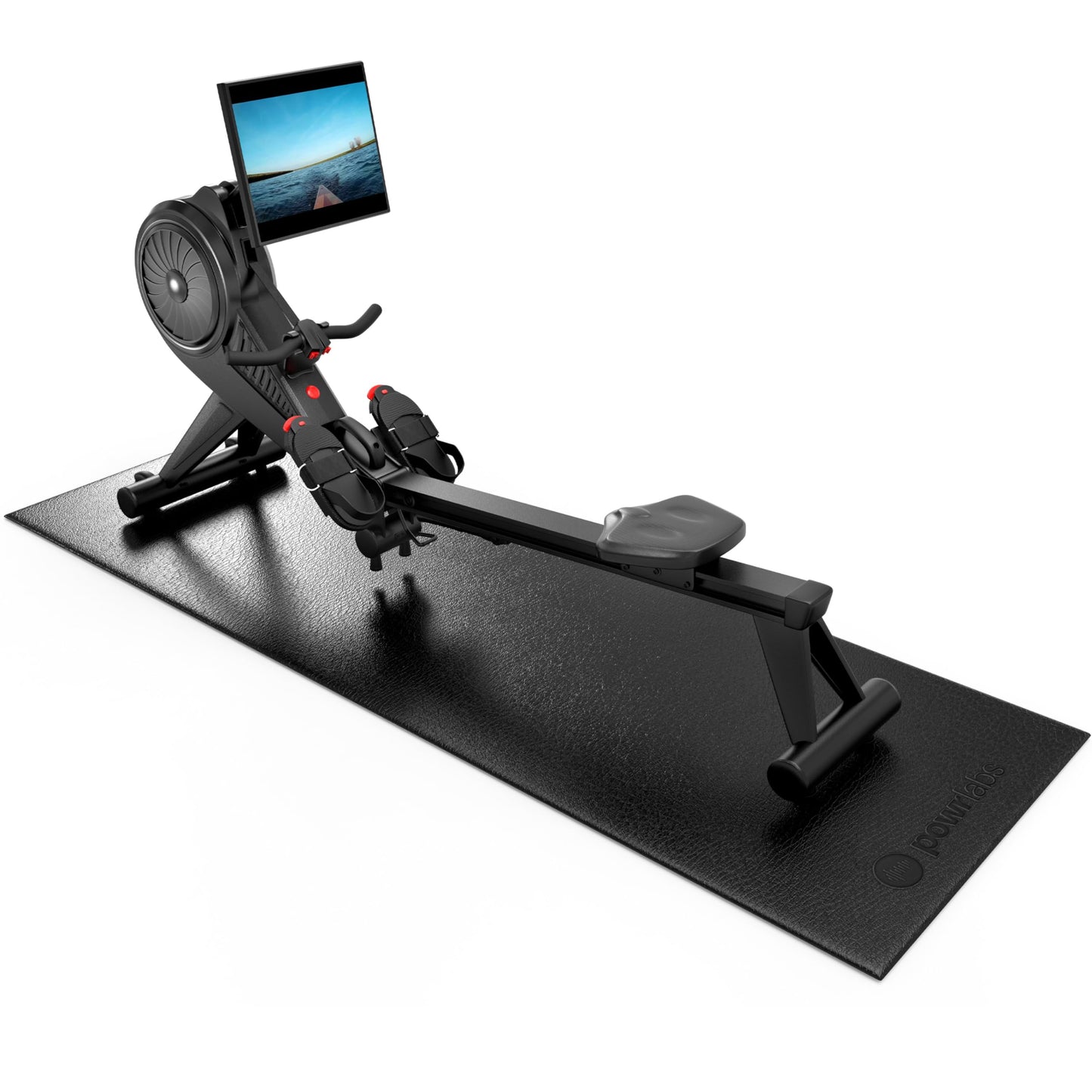 Powr Labs Rowing Machine Mat, Treadmill Mat for Carpet & Hardwood Floors - Rower Mat for Hydrow, Concept 2, Peloton Rower, Exercise Equipment, Gym Equipment