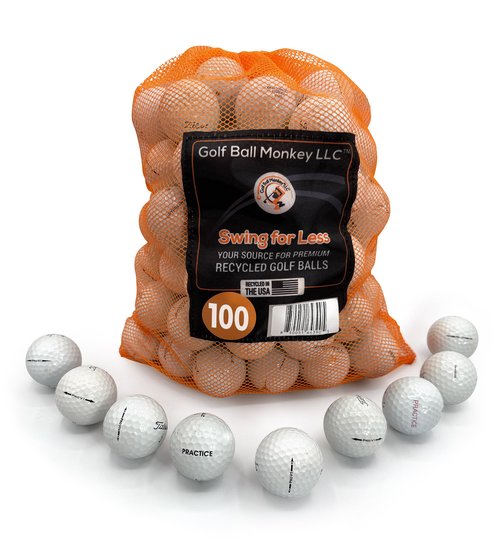 Golf Ball Monkey Cheap Recycled Mix of 100 White for Titleist Pro V1 and Pro V1X - 3A/4A Good and Near Mint Conditions - Recycled Golf Balls w/Mesh Bag for Men and Women