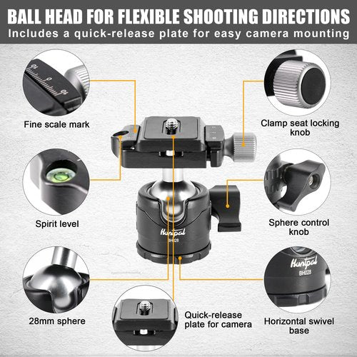 HUNTPAL Shooting Tripod Hunting Shooting Stick Gun Rifle Rest with Saddle Clamp and 360° Rotate Ball Head, Height Adjustable 19"-65" Rifle/Crossbow Shooting Stick Tripod