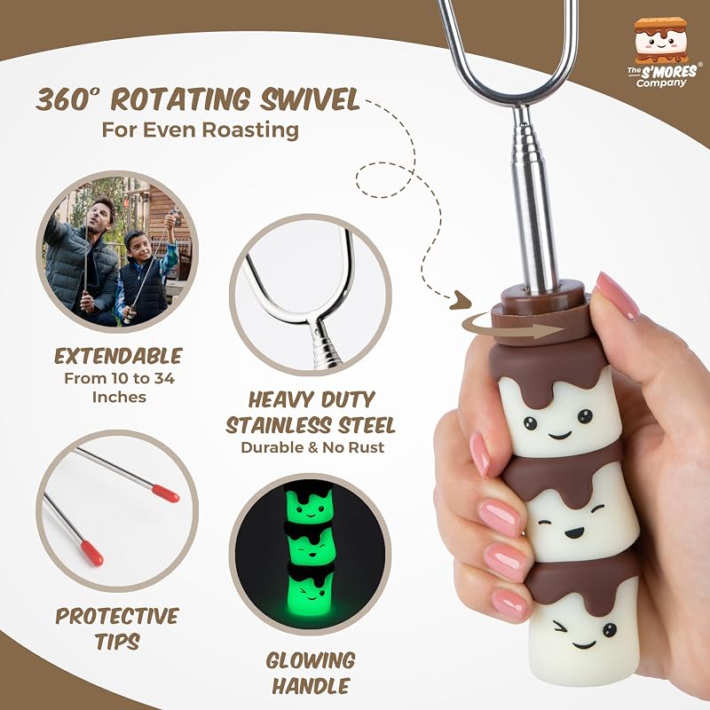Glow in the Dark Marshmallow Roasting Sticks 4 Pack - Variation: Glow Skewers 4 Pack