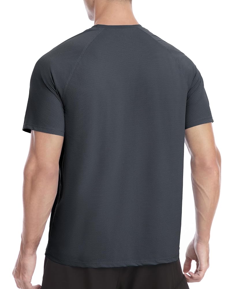 Roadbox Men's Rash Guard Dark Gray XL - UPF 50+ Quick Dry Swim Shirt for Surfing & Beach