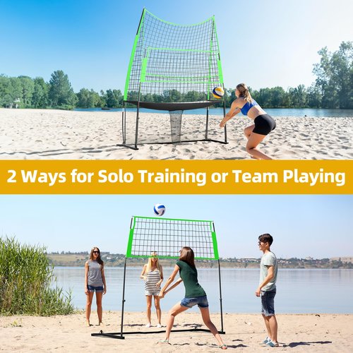 Shopsource Volleyball Training Equipment, Height Freely Adjustable Practice Net System for Spike Hitting Serving, Portable Volleyball Net for Backyard Indoor Outdoor Use
